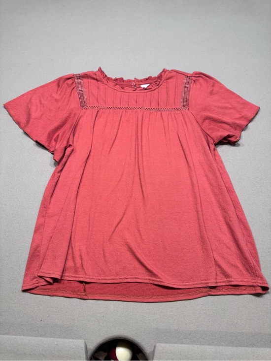 MELLODAY Tops - MELLODAY Coral Short-Sleeve Lace Yoke Top